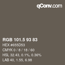 Color code: RGB 101.5 93 83 | qconv.com