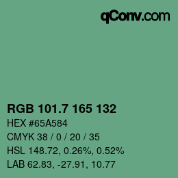 カラーコード: RGB 101.7 165 132 | qconv.com