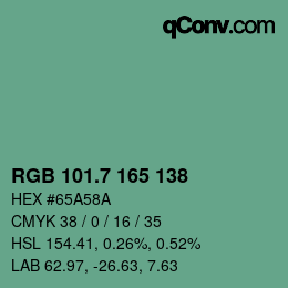 カラーコード: RGB 101.7 165 138 | qconv.com