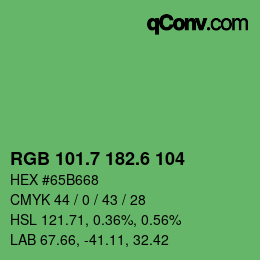 カラーコード: RGB 101.7 182.6 104 | qconv.com