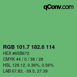 カラーコード: RGB 101.7 182.6 114 | qconv.com