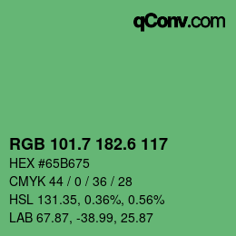 カラーコード: RGB 101.7 182.6 117 | qconv.com