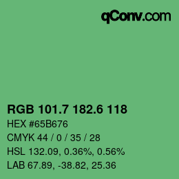 カラーコード: RGB 101.7 182.6 118 | qconv.com