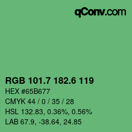 カラーコード: RGB 101.7 182.6 119 | qconv.com