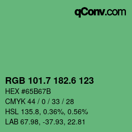 カラーコード: RGB 101.7 182.6 123 | qconv.com