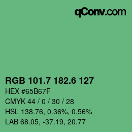 カラーコード: RGB 101.7 182.6 127 | qconv.com