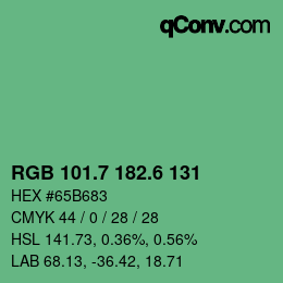 カラーコード: RGB 101.7 182.6 131 | qconv.com