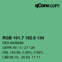 カラーコード: RGB 101.7 182.6 134 | qconv.com