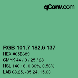 カラーコード: RGB 101.7 182.6 137 | qconv.com