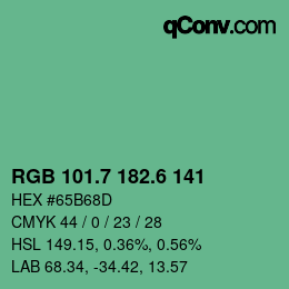 カラーコード: RGB 101.7 182.6 141 | qconv.com