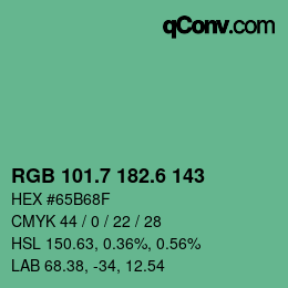 カラーコード: RGB 101.7 182.6 143 | qconv.com