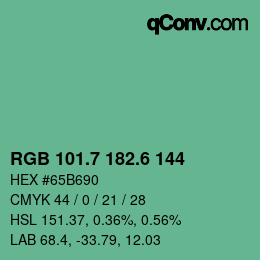 カラーコード: RGB 101.7 182.6 144 | qconv.com