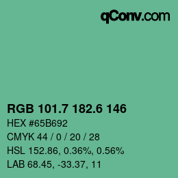 カラーコード: RGB 101.7 182.6 146 | qconv.com