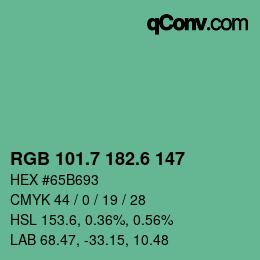 カラーコード: RGB 101.7 182.6 147 | qconv.com