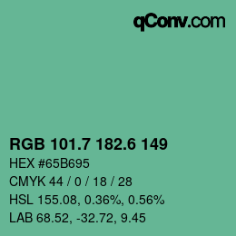 カラーコード: RGB 101.7 182.6 149 | qconv.com