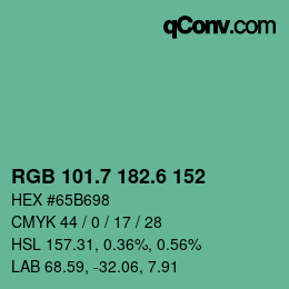 カラーコード: RGB 101.7 182.6 152 | qconv.com