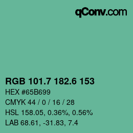 カラーコード: RGB 101.7 182.6 153 | qconv.com