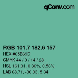 カラーコード: RGB 101.7 182.6 157 | qconv.com