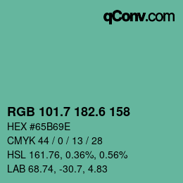 カラーコード: RGB 101.7 182.6 158 | qconv.com