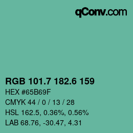 カラーコード: RGB 101.7 182.6 159 | qconv.com
