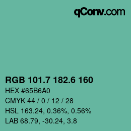 カラーコード: RGB 101.7 182.6 160 | qconv.com