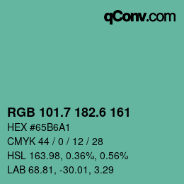 カラーコード: RGB 101.7 182.6 161 | qconv.com