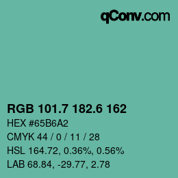 カラーコード: RGB 101.7 182.6 162 | qconv.com