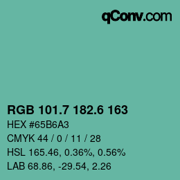 カラーコード: RGB 101.7 182.6 163 | qconv.com