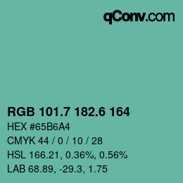 カラーコード: RGB 101.7 182.6 164 | qconv.com