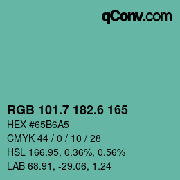カラーコード: RGB 101.7 182.6 165 | qconv.com