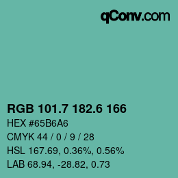 カラーコード: RGB 101.7 182.6 166 | qconv.com