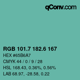 カラーコード: RGB 101.7 182.6 167 | qconv.com