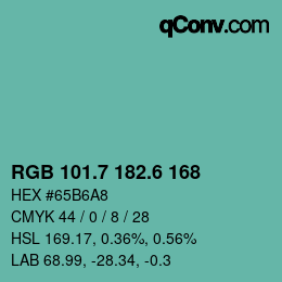 カラーコード: RGB 101.7 182.6 168 | qconv.com