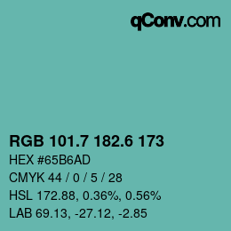 カラーコード: RGB 101.7 182.6 173 | qconv.com