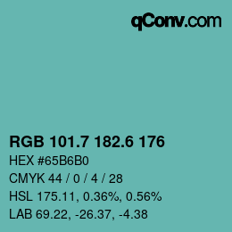 カラーコード: RGB 101.7 182.6 176 | qconv.com