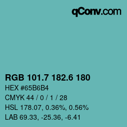 カラーコード: RGB 101.7 182.6 180 | qconv.com