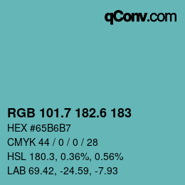 カラーコード: RGB 101.7 182.6 183 | qconv.com