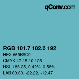 カラーコード: RGB 101.7 182.6 192 | qconv.com