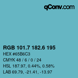 カラーコード: RGB 101.7 182.6 195 | qconv.com