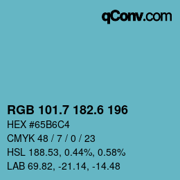 カラーコード: RGB 101.7 182.6 196 | qconv.com