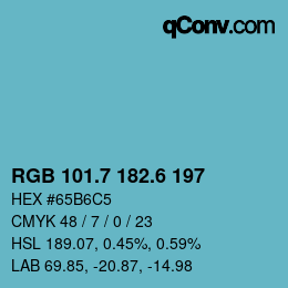 カラーコード: RGB 101.7 182.6 197 | qconv.com