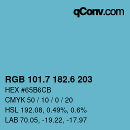 カラーコード: RGB 101.7 182.6 203 | qconv.com