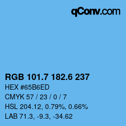 カラーコード: RGB 101.7 182.6 237 | qconv.com