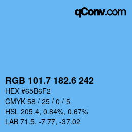 カラーコード: RGB 101.7 182.6 242 | qconv.com