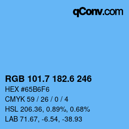 カラーコード: RGB 101.7 182.6 246 | qconv.com