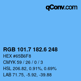 カラーコード: RGB 101.7 182.6 248 | qconv.com