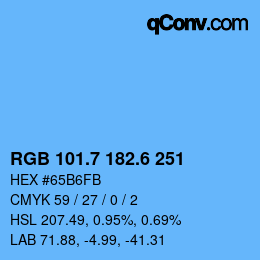 カラーコード: RGB 101.7 182.6 251 | qconv.com