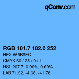 カラーコード: RGB 101.7 182.6 252 | qconv.com