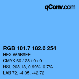 カラーコード: RGB 101.7 182.6 254 | qconv.com