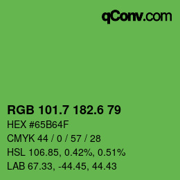 カラーコード: RGB 101.7 182.6 79 | qconv.com